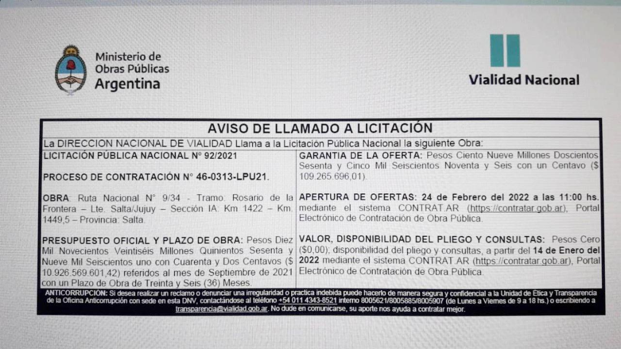 licitacion ruta
