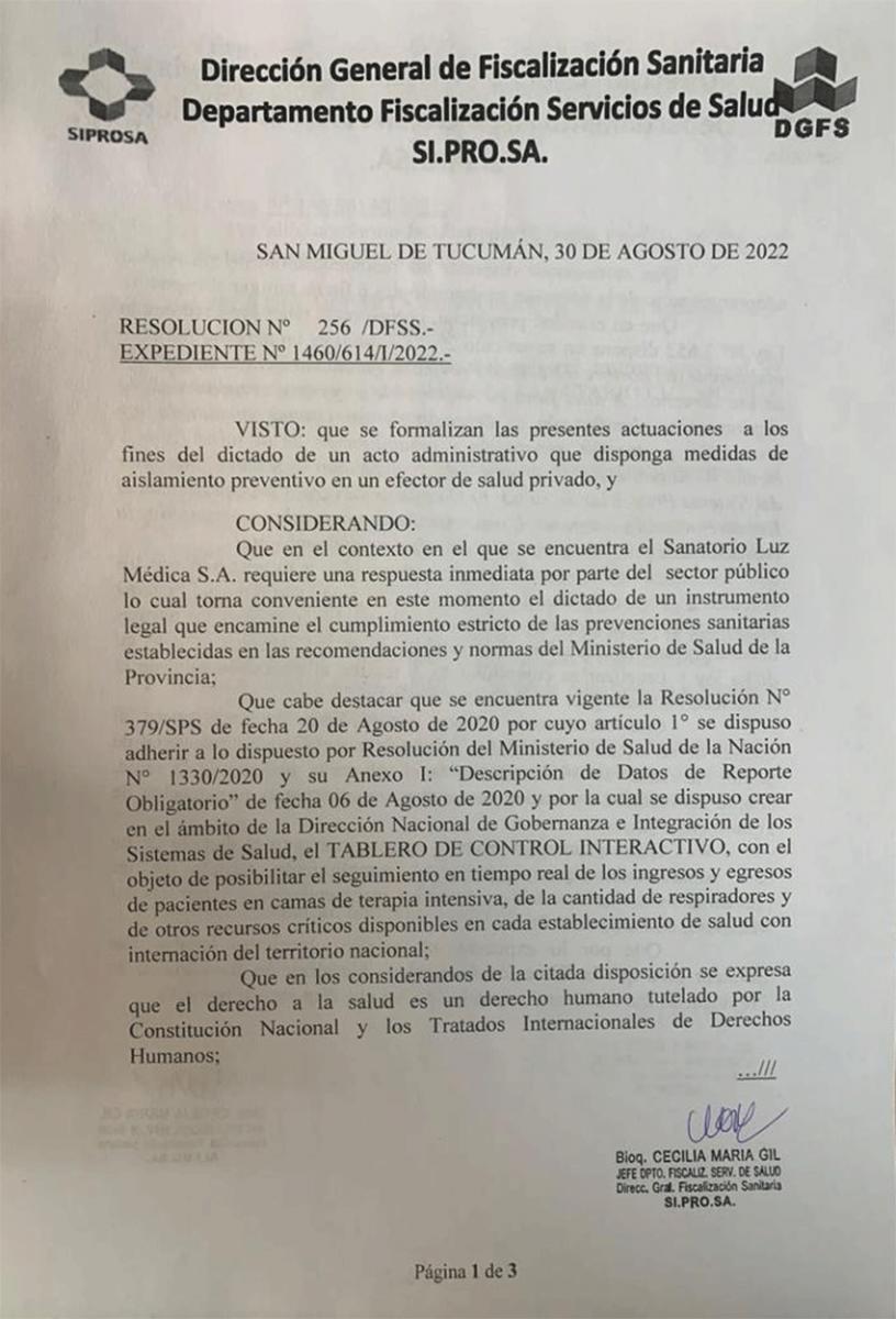 resolucion sanatorio tucuman